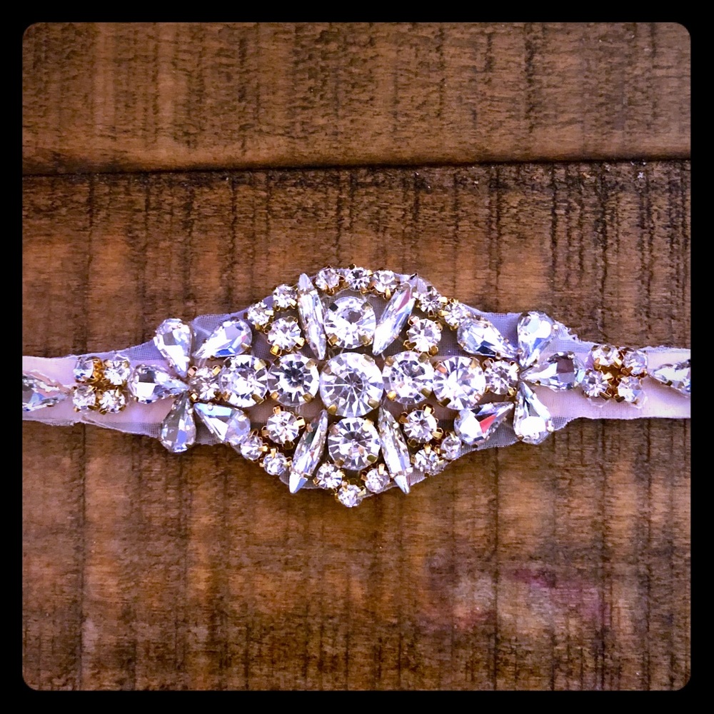 Jeweled gold and blush belt- bridal/prom